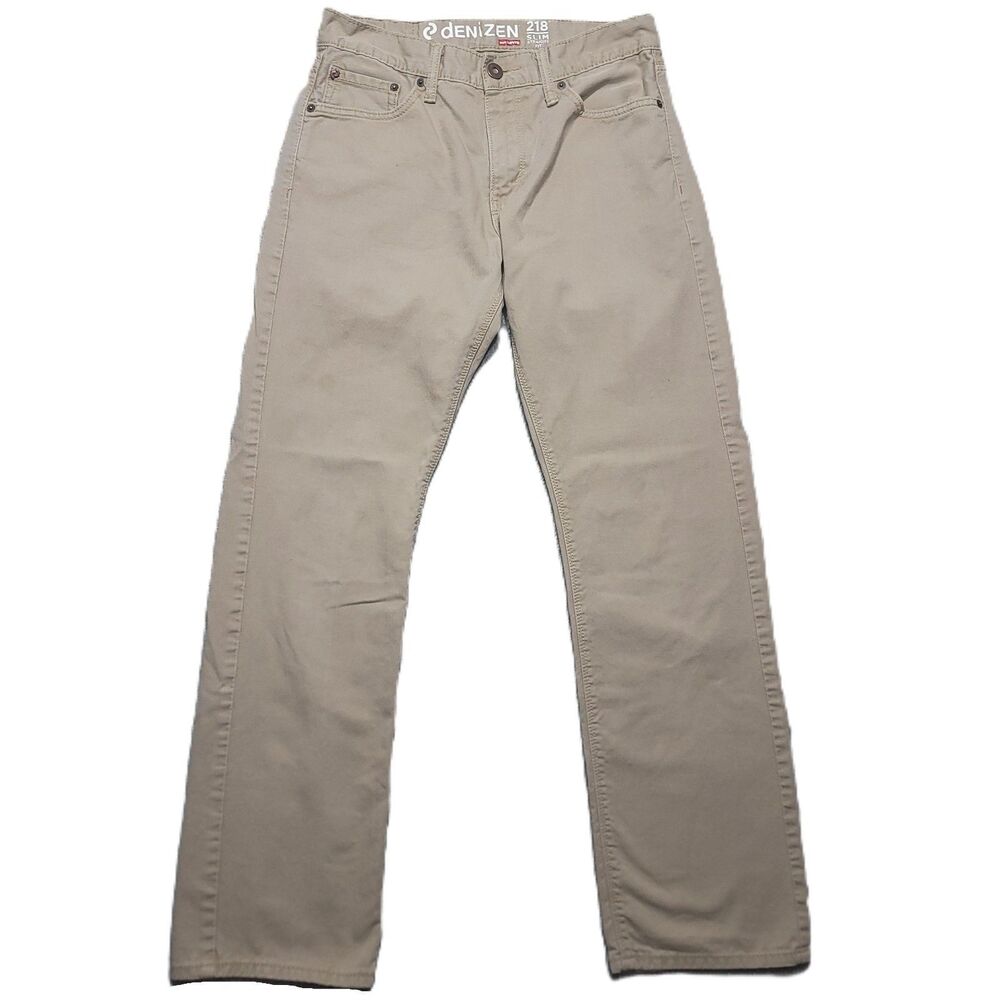 Levis Denizen 218 Slim Straight Fit Jeans Mens 30x32 Beige Stretch Denim Pants